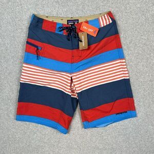 PATAGONIA Board Shorts Mens 30 Nautical Stripes Wavefarer 10" Swim Surf Pool NWT